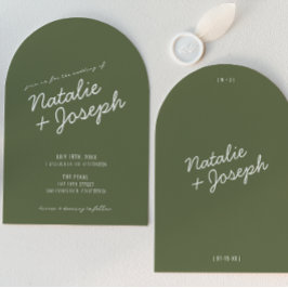 Invitación Boda Moderna Verde Caprichosa de Verano Arqueada