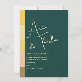 Invitación Boda Moderna Verde Esmeralda
