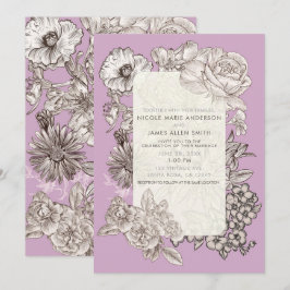 Invitación Boda moderna vintage floral lavanda púrpura