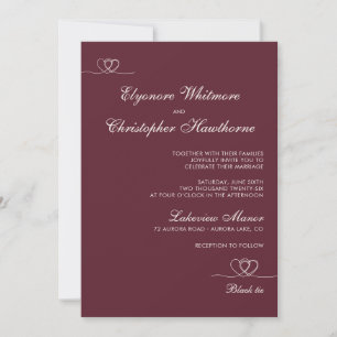 Invitación Boda moderna y chic de burgundy mezclado y combina
