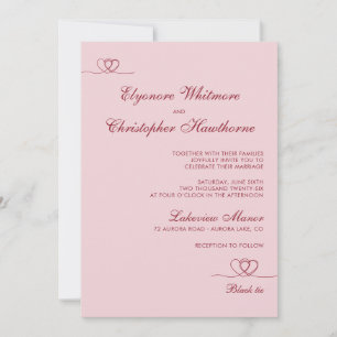 Invitación Boda moderna y chic de rojo jugoso rosa Mezcla y c