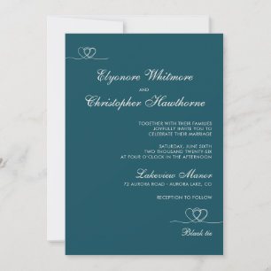 Invitación Boda moderna y chic de teal profundo mezcla y comb