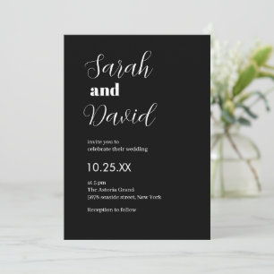 Invitación Boda moderna y chic en negro y blanco de Abigail F