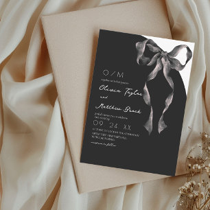 Invitación Boda moderna y clásica con lazo negro