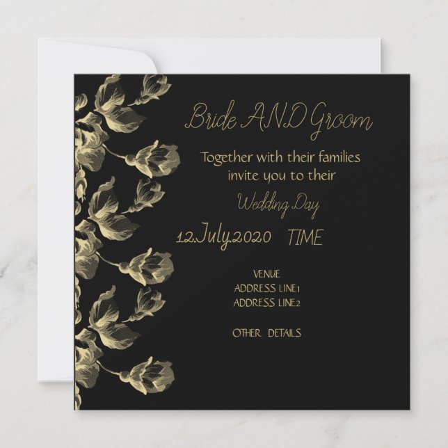 Invitación Boda moderna y dorada (Anverso)