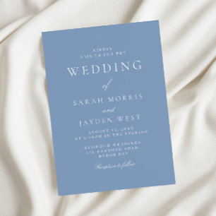Invitación Boda moderna y dura azul elegante