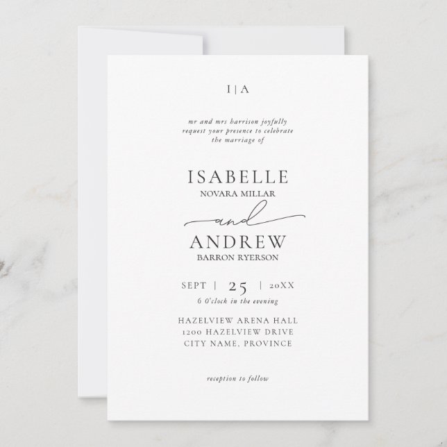 Invitación Boda Moderna y Elegante (Anverso)