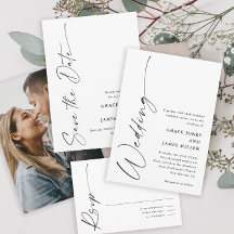 Boda Moderna y Elegante con Letra Negra y Blanca