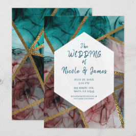 Invitación Boda moderna y elegante con rubor de óxido glam te