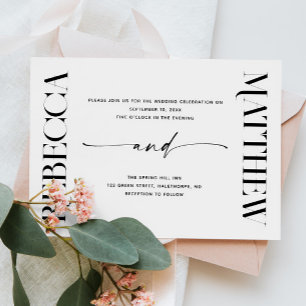 Invitación Boda Moderna y Elegante en Negro y Blanco   Foto +