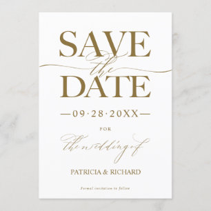 Invitación Boda moderna y elegante, guarde la fecha sin foto