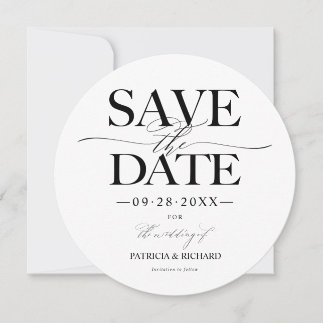 Invitación Boda moderna y elegante, guarde la fecha sin foto (Anverso)