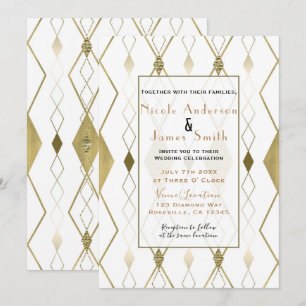Invitación Boda moderna y glamurosa con diamantes blancos y d