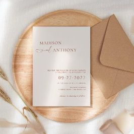Invitación Boda Moderna y Minimalista Boho Terracota