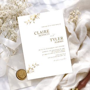 Invitación Boda Moderna y Minimalista Elegante de Blanco y Do