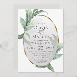 Invitación Boda | Modernas y elegantes hojas tropicales