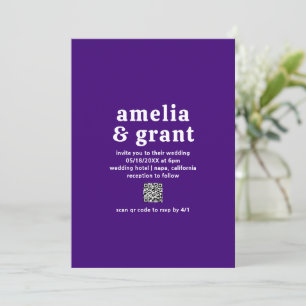 Invitación Boda moderno Amelia Royal Purple