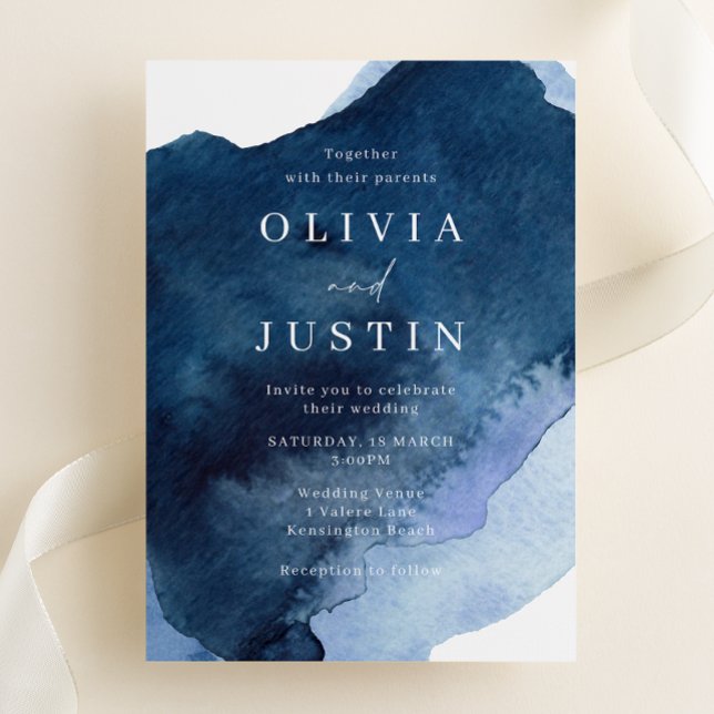 Invitación Boda moderno azul acuático (Subido por el creador)