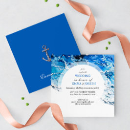Invitación Boda moderno azul Nautical Ocean Beach