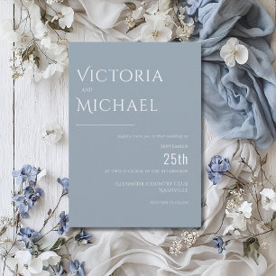 Invitación Boda moderno azul y blanco