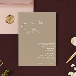 Invitación Boda moderno beige Minimalista simple