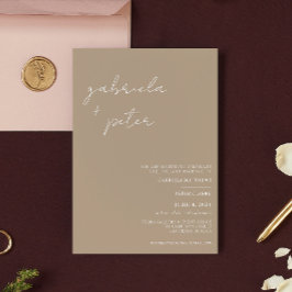 Invitación Boda moderno beige Minimalista simple