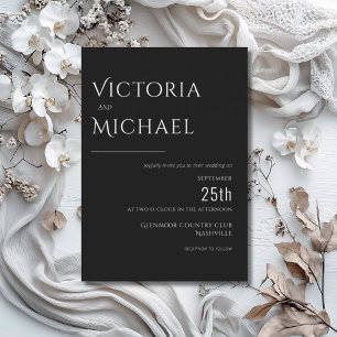 Invitación Boda moderno blanco y negro