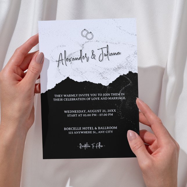 Invitación Boda moderno blanco y negro | Código QR del sitio  (Subido por el creador)