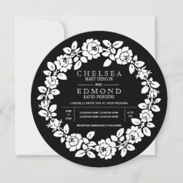 Invitación boda moderno blanco y negro de corona Rosa