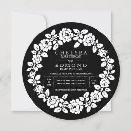 Invitación boda moderno blanco y negro de corona Rosa