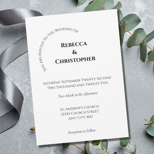 Invitación Boda moderno blanco y negro minimalista (Subido por el creador)