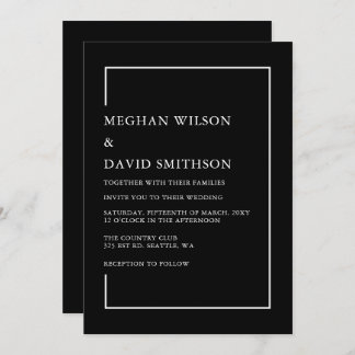 Invitación Boda moderno blanco y negro Minimalista simple