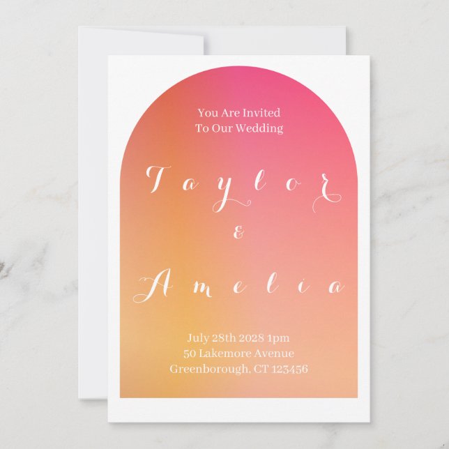 Invitación Boda Moderno Boho Arch Sunset Ombre (Anverso)
