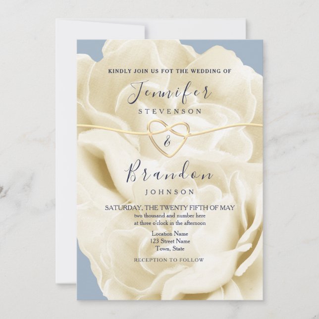 Invitación Boda moderno Boho Dusty Blue (Anverso)