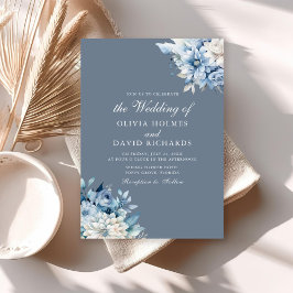 Invitación Boda moderno Boho Dusty Blue Wildflowers