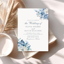 Invitación Boda moderno Boho Dusty Blue Wildflowers