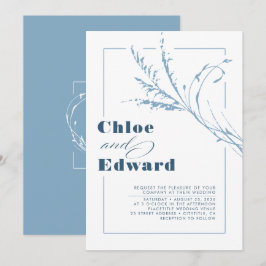 Invitación Boda moderno Boho Dusty Blue y Navy