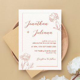 Invitación Boda moderno Boho Floral Terracotta