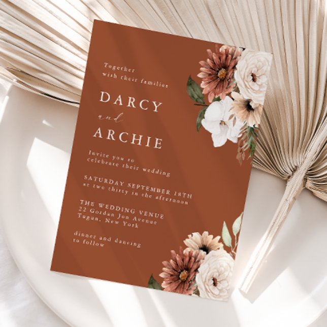 Invitación Boda moderno Boho Floral Terracotta (Subido por el creador)
