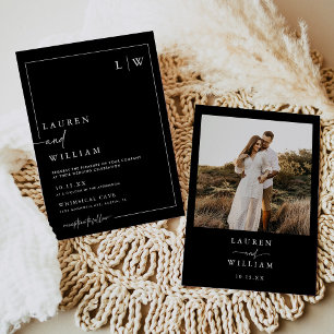 Invitación Boda moderno Boho negro y blanco