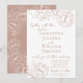 Invitación Boda moderno Boho Rubor Pink Botanical Floral