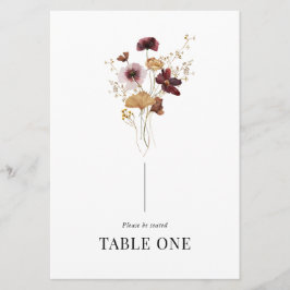 Invitación Boda moderno Boho Wildflower Número de tabla