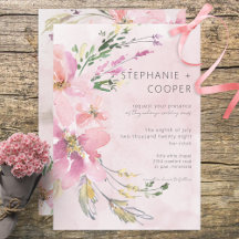 Boda moderno color de agua floral rosa Rubor