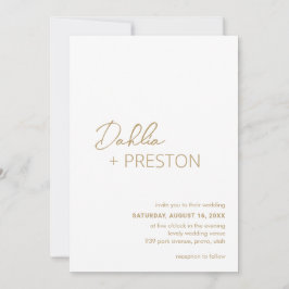 Invitación Boda moderno con código QR mínimo de oro