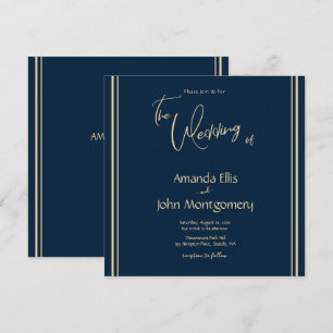 Invitación Boda moderno con elegancia en la marina y el oro
