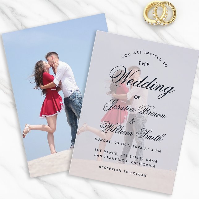 Invitación Boda moderno con escritura transparente y elegante (Subido por el creador)