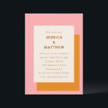 Invitación Boda moderno con estilo geométrico rosa y Naranja<br><div class="desc">Invitación de casamiento moderno geométrico negrita rosa y Naranja</div>