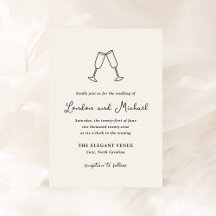 Boda moderno con flautas de piel dibujadas a mano