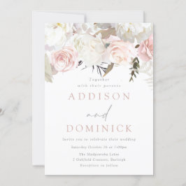 Invitación Boda moderno con flores blancas y rosas de Rubor