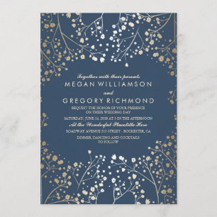 Invitación Boda moderno con flores de aliento de bebé de mari
